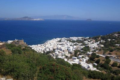 Foto Blick von der Burg auf den Hauptort Mandraki auf Nissyros
